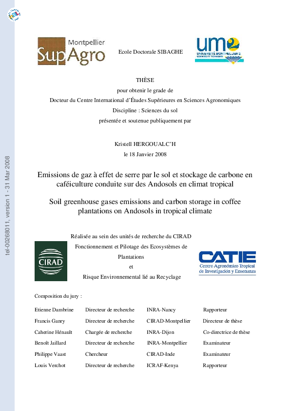 (PDF) Emissions de gaz à effet de serre par le sol et stockage de ...