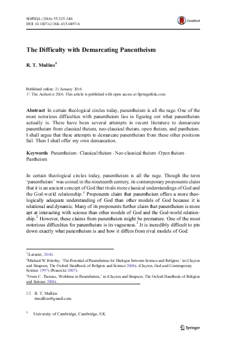 (PDF) The Difficulty with Demarcating Panentheism