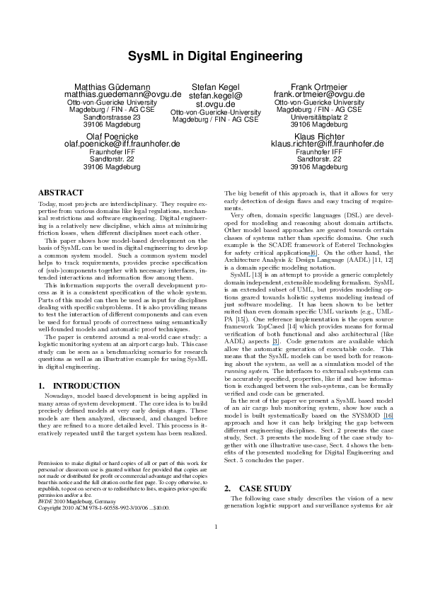 (PDF) SysML in digital engineering