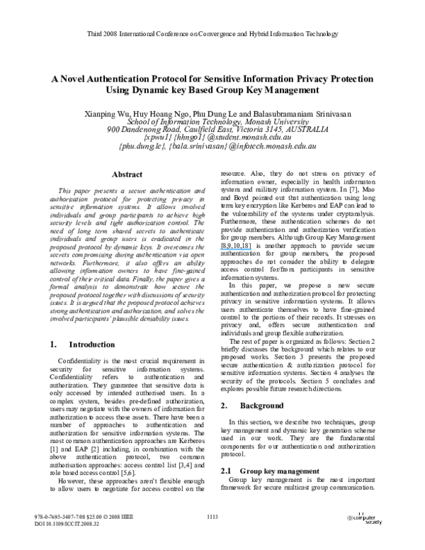 (PDF) A Novel Authentication Protocol for Sensitive Information Privacy ...