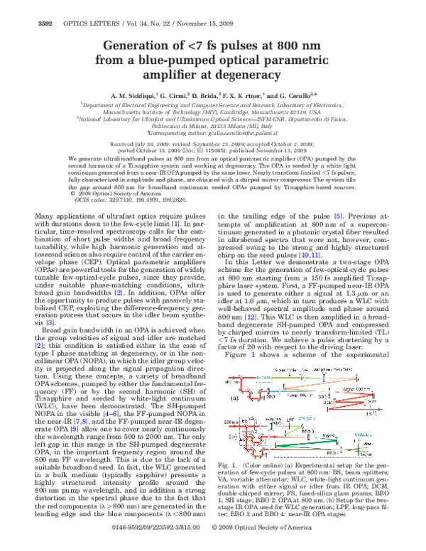 (PDF) Generation of 7-fs pulses at 800 nm from a blue-pumped Optical ...