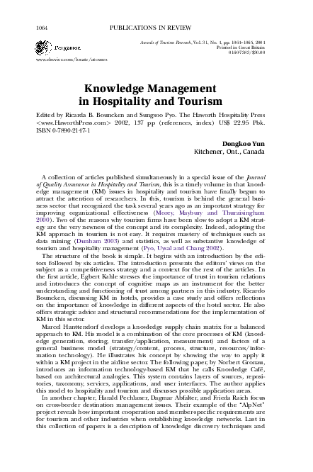 (PDF) Knowledge Management in Hospitality and Tourism