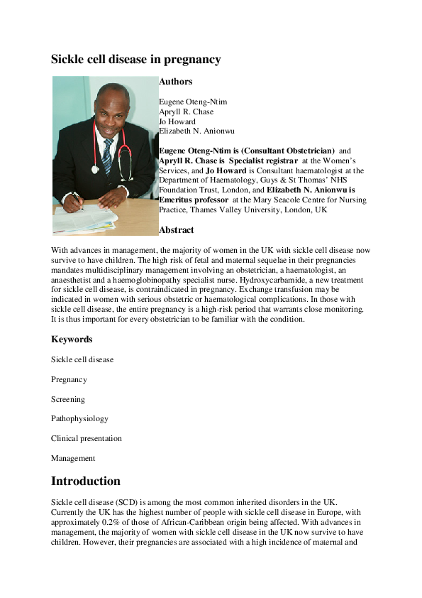 (PDF) Sickle cell disease in pregnancy