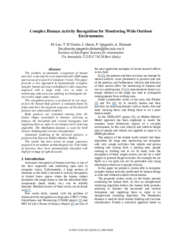 (PDF) Complex Human Activity Recognition for Monitoring Wide Outdoor ...