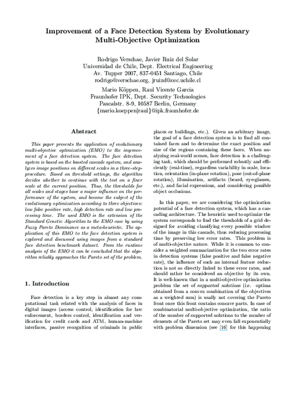 (PDF) Improvement of a Face Detection System by Evolutionary Multi ...