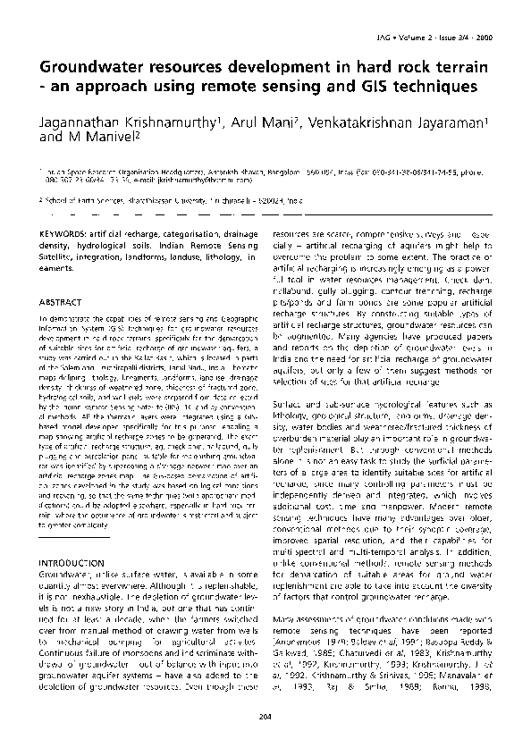 (PDF) Groundwater resources development in hard rock terrain - an ...