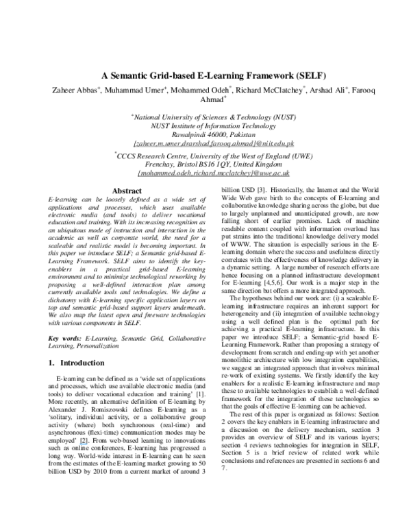 (PDF) A semantic grid-based e-learning framework (SELF