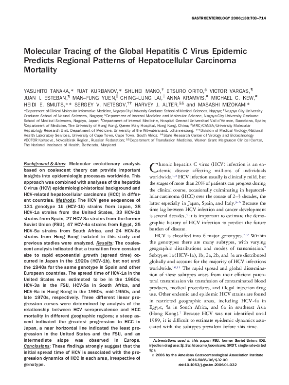 (PDF) Molecular Tracing of the Global Hepatitis C Virus Epidemic ...
