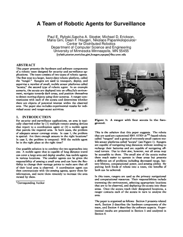 (PDF) A team of robotic agents for surveillance