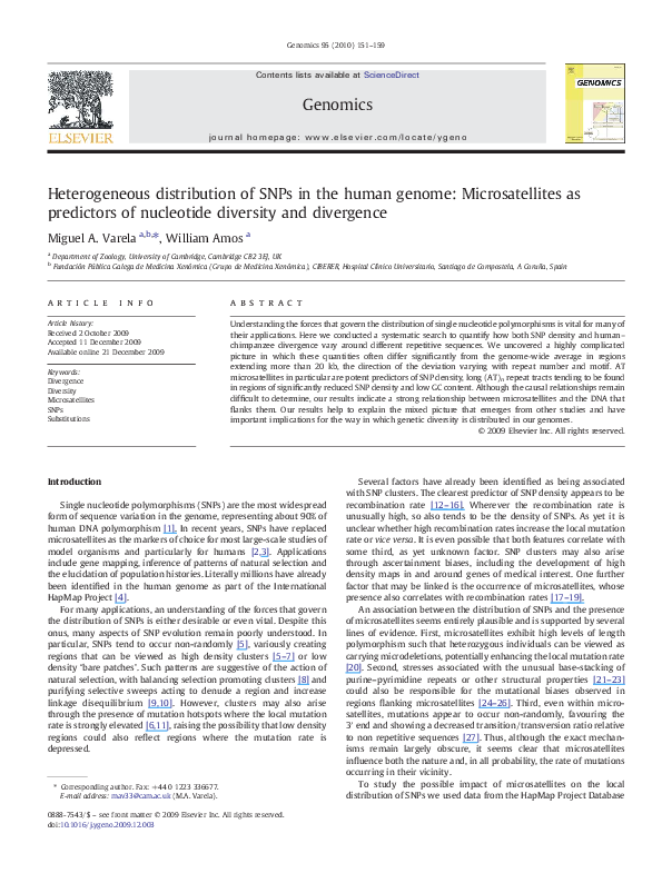 (PDF) Heterogeneous distribution of SNPs in the human genome ...