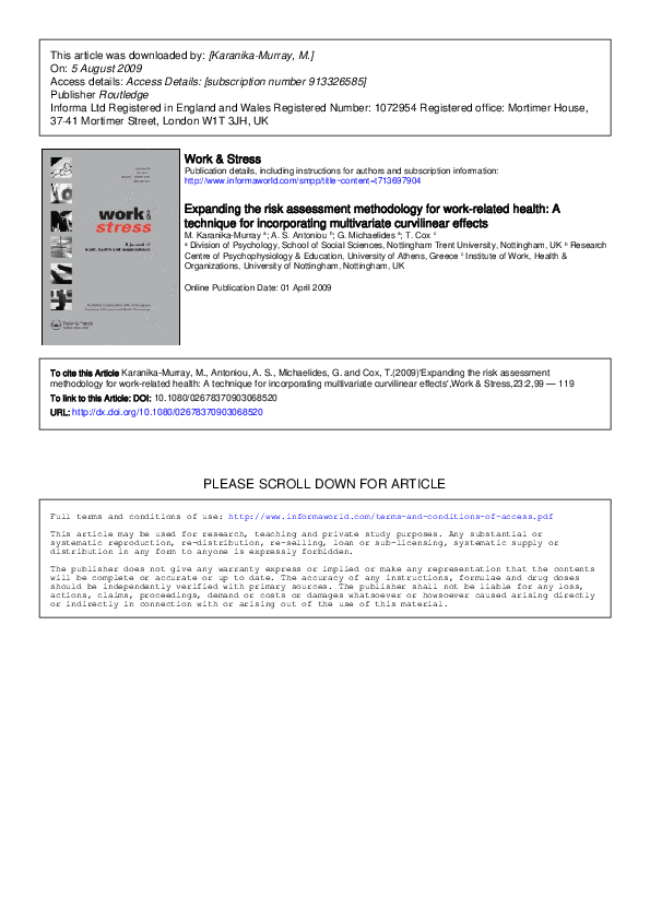 (PDF) Expanding the risk assessment methodology for work-related health ...