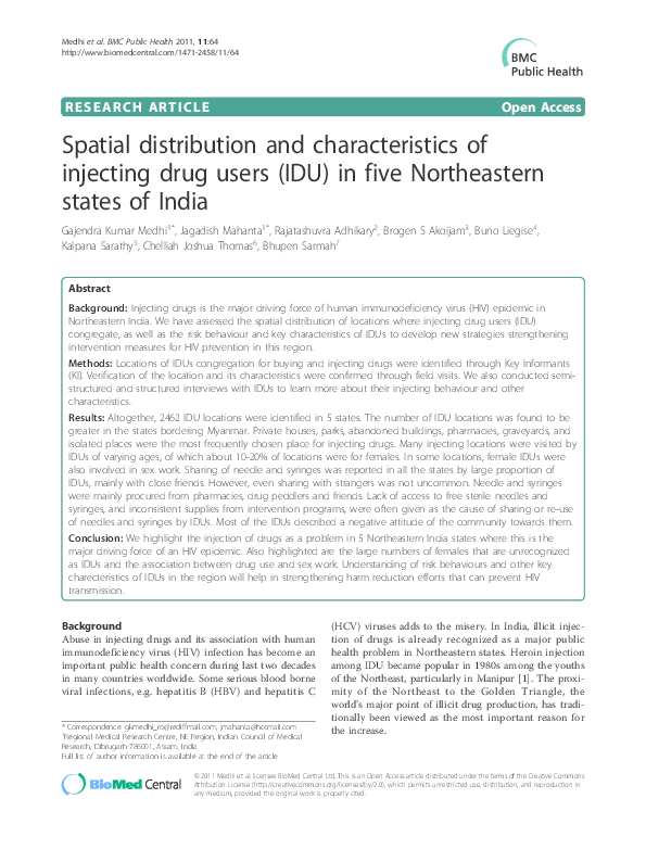 (PDF) Spatial distribution and characteristics of injecting drug users ...