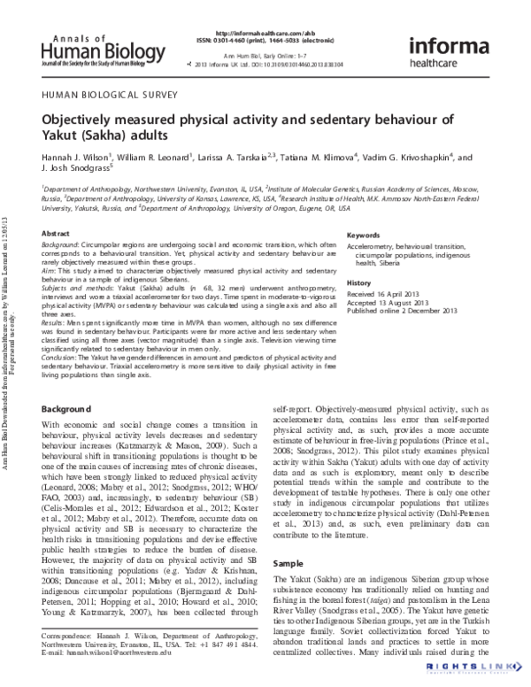 (PDF) Objectively measured physical activity and sedentary behaviour of ...