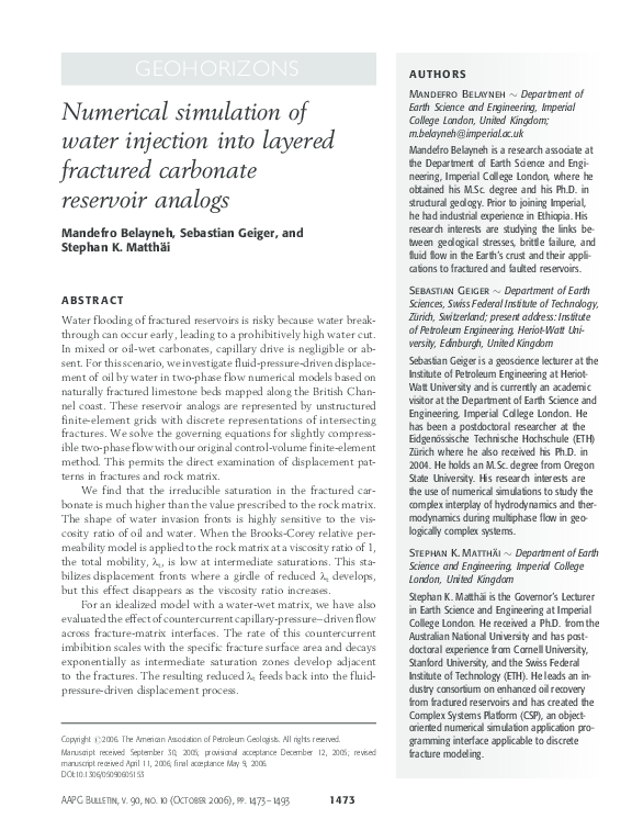 Pdf Numerical Simulation Of Water Injection Into Layered Fractured Pdf Numerical Simulation Of Water Injection Into Layered Fractured