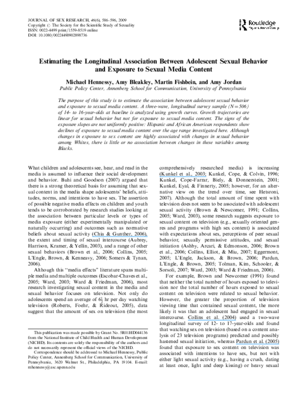 (PDF) Estimating the Longitudinal Association Between Adolescent Sexual ...