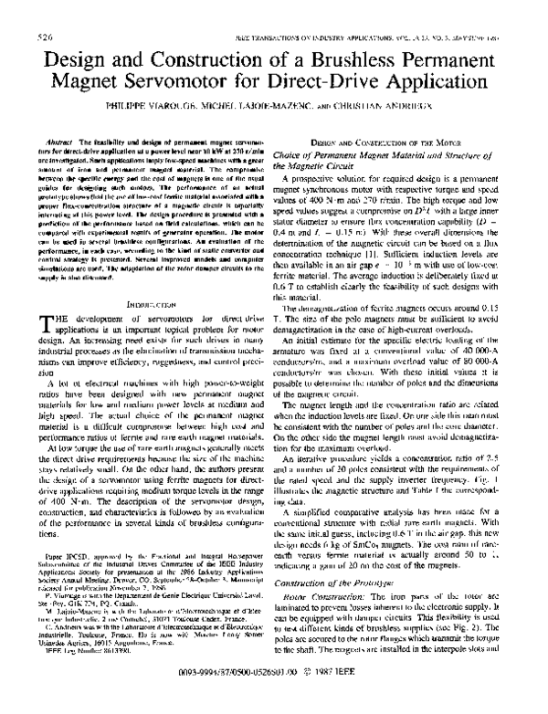(PDF) Design and Construction of a Brushless Permanent Magnet ...