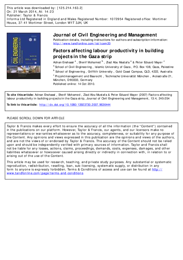 (PDF) Factors affecting labour productivity in building projects in the ...