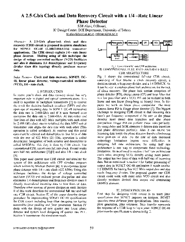(PDF) A 2.5-Gb/s Clock and Data Recovery Circuit with a 1/4 -Rate ...