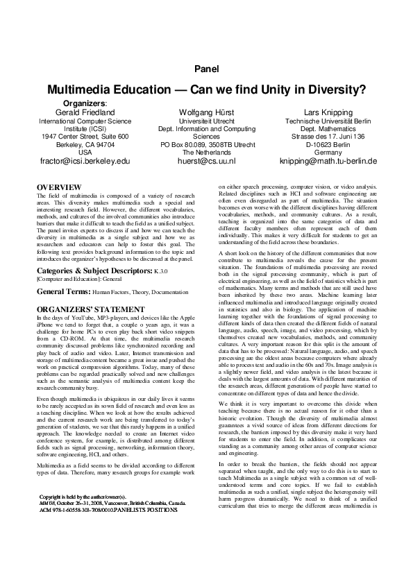(PDF) Multimedia education Lars Knipping Academia.edu
