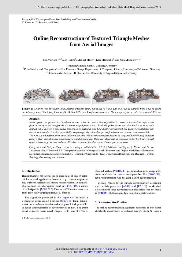 (PDF) Online reconstruction of textured triangle meshes from aerial images