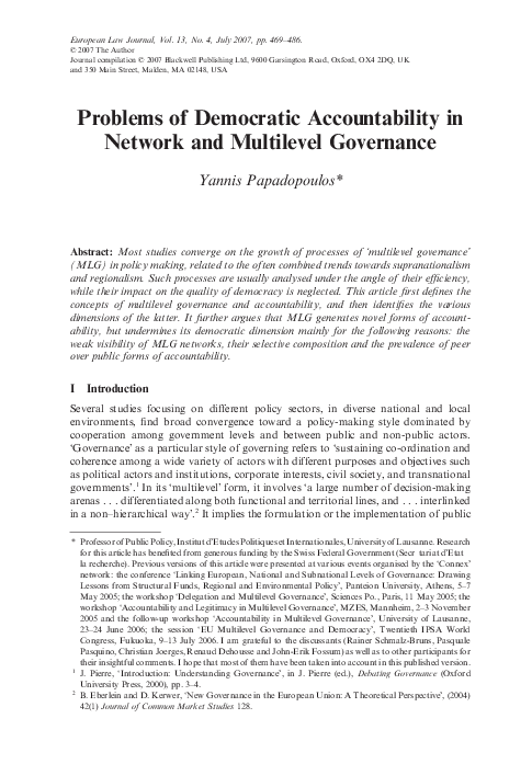 (PDF) Problems of Democratic Accountability in Network and Multilevel ...
