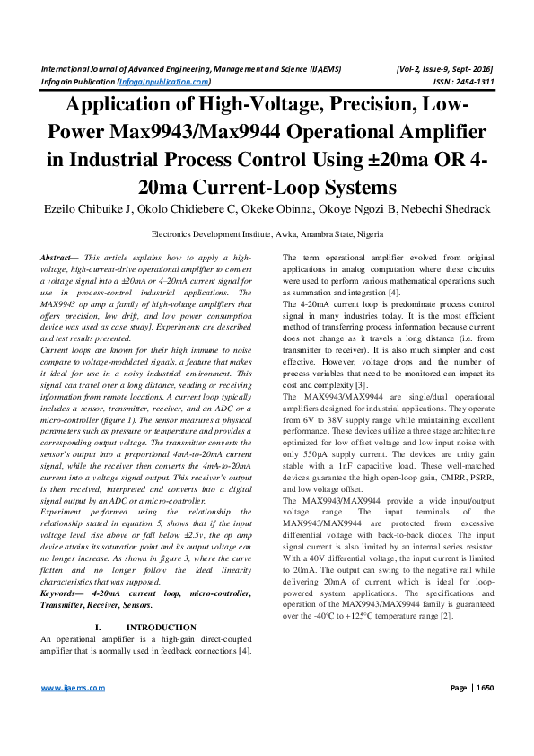 (PDF) Application of High-Voltage, Precision, Low- Power Max9943 ...