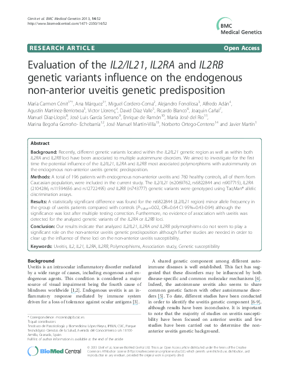 (PDF) Evaluation of the IL2/IL21, IL2RA and IL2RB genetic variants ...