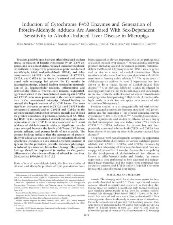 (PDF) Induction of cytochrome P450 enzymes and generation of protein ...