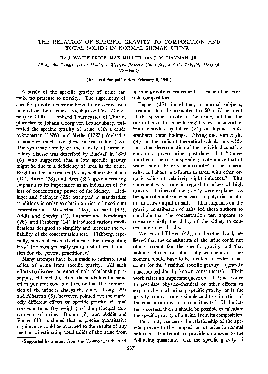 (PDF) THE RELATION OF SPECIFIC GRAVITY TO COMPOSITION AND TOTAL SOLIDS ...