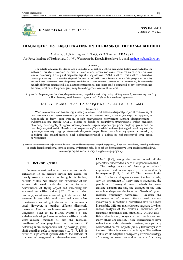 (PDF) FAM-C Method in Aircraft Diagnostic Testers