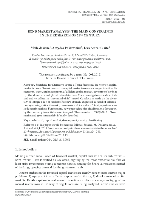 (PDF) Bond Market Analysis: the Main Constraints in the Research of ...