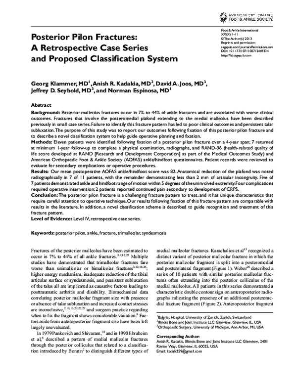 (PDF) Posterior Pilon Fractures: A Retrospective Case Series and ...