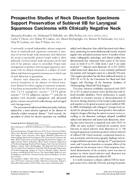 (PDF) Prospective Studies of Neck Dissection Specimens Support ...