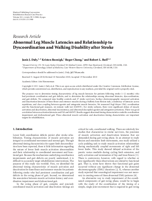 (PDF) Abnormal Leg Muscle Latencies and Relationship to Dyscoordination ...