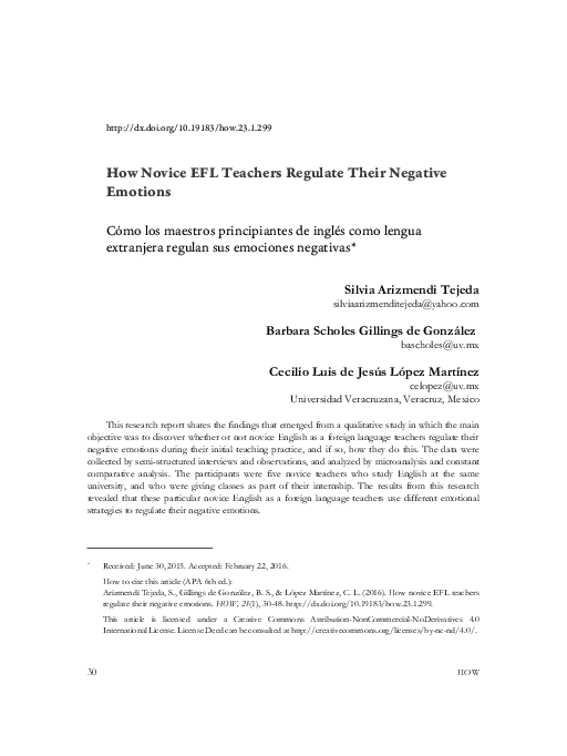 (PDF) How Novice EFL Teachers Regulate Their Negative Emotions