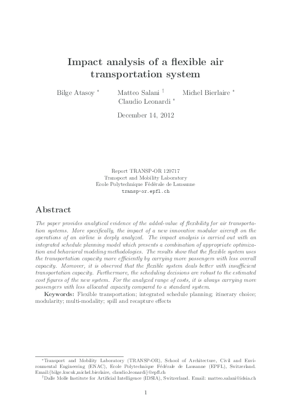 (PDF) Impact analysis of a flexible air transportation system
