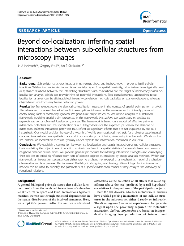 (PDF) Beyond co-localization: inferring spatial interactions between ...