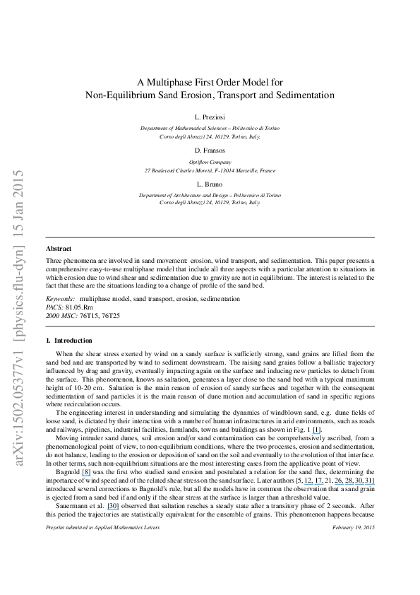 (PDF) A multiphase first order model for non-equilibrium sand erosion ...