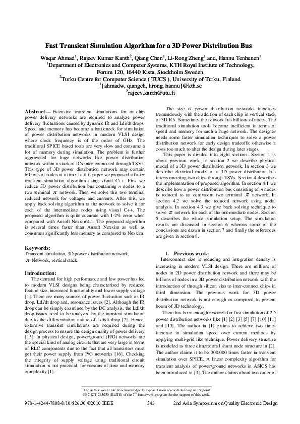 (PDF) Fast transient simulation algorithm for a 3D power distribution bus