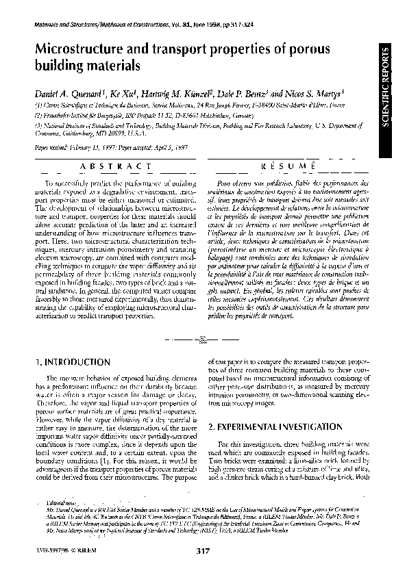 (PDF) Microstructure and transport properties of porous building materials