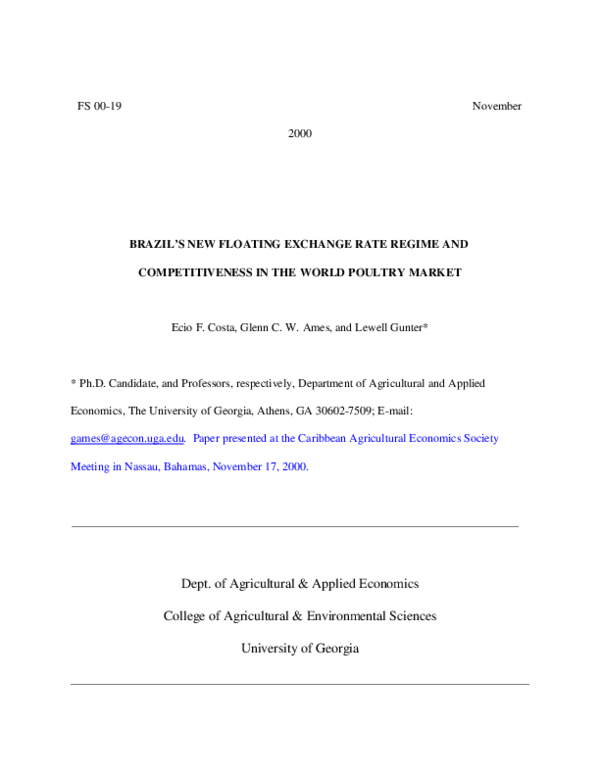  PDF Brazil s New Floating Exchange Rate Regime And Competitiveness In 
