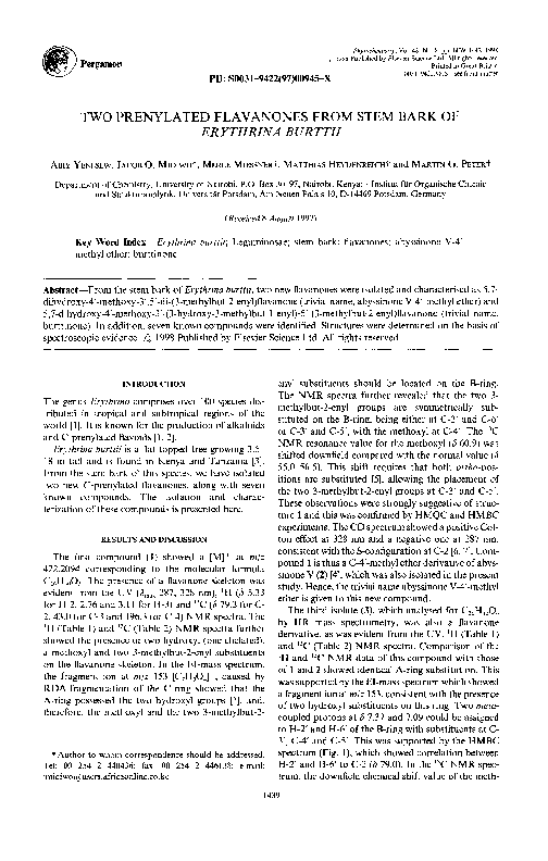 (PDF) Two prenylated flavanones from stem bark of Erythrina burttii