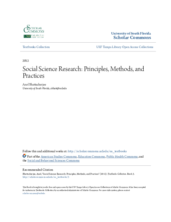(PDF) Scholar Commons Social Science Research: Principles, Methods, and ...