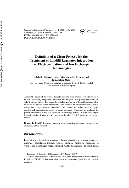 (PDF) Definition of a Clean Process for the Treatment of Landfill ...