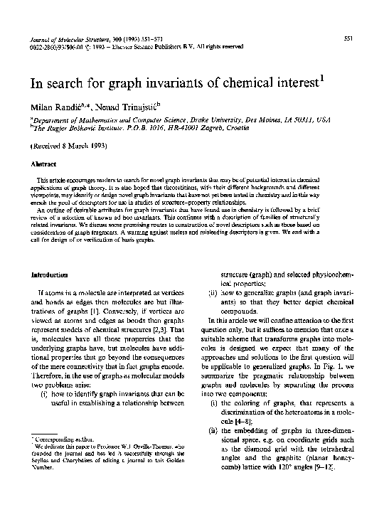 (PDF) In search for graph invariants of chemical interes