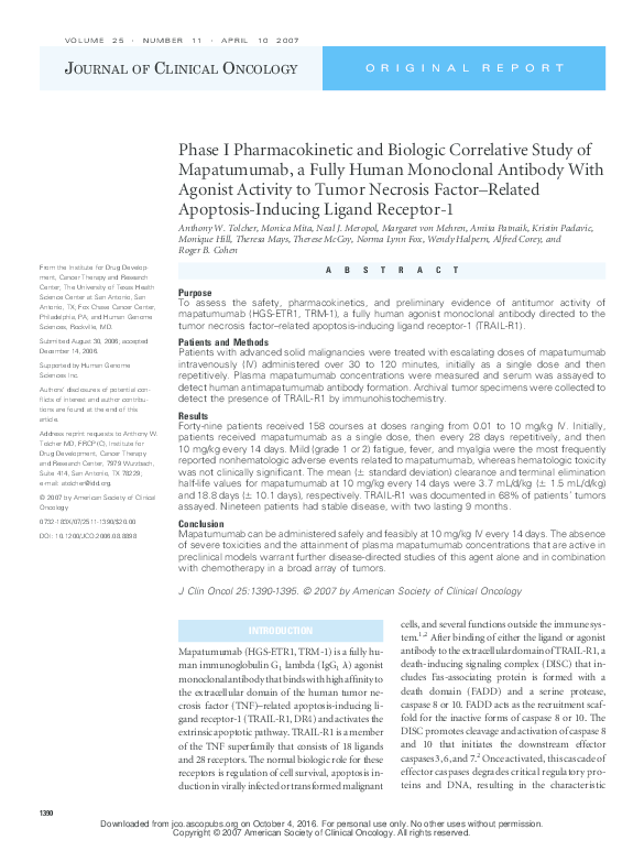 (PDF) Phase I Pharmacokinetic and Biologic Correlative Study of ...