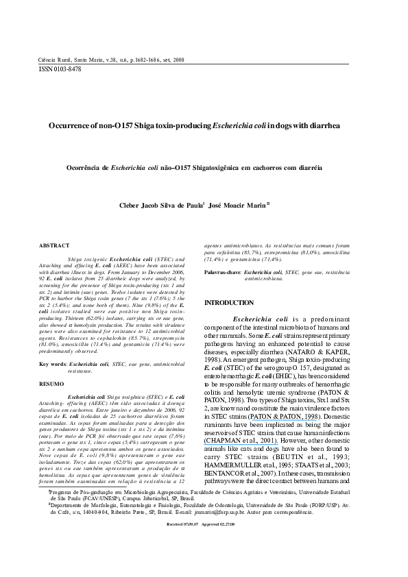 (PDF) Occurrence of non-O157 Shiga toxin-producing Escherichia coli in ...