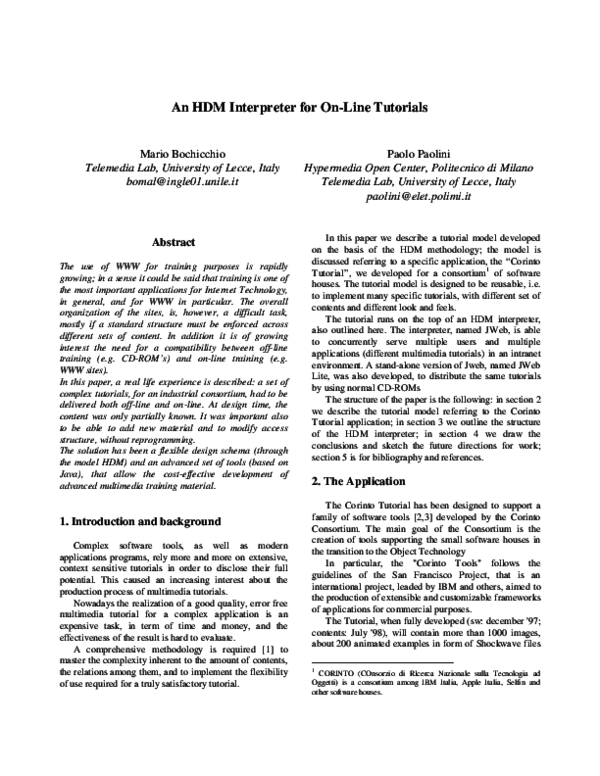 (PDF) An HDM Interpreter for On-Line Tutorials