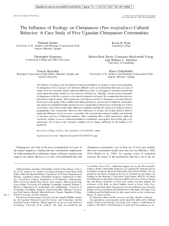 Washoe chimpanzee study picture