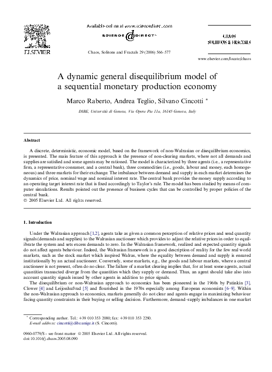 (PDF) A dynamic general disequilibrium model of a sequential monetary ...